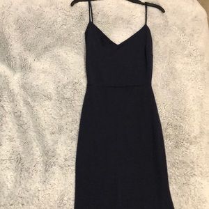 Navy backless prom dress